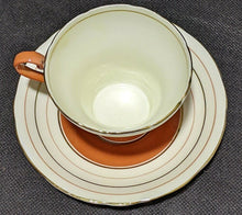 Load image into Gallery viewer, AYNSLEY Fine Bone China Tea Cup &amp; Saucer - Corset Shape - Orange &amp; Gold - As Is
