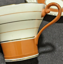Load image into Gallery viewer, AYNSLEY Fine Bone China Tea Cup &amp; Saucer - Corset Shape - Orange &amp; Gold - As Is
