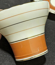Load image into Gallery viewer, AYNSLEY Fine Bone China Tea Cup &amp; Saucer - Corset Shape - Orange &amp; Gold - As Is
