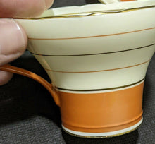 Load image into Gallery viewer, AYNSLEY Fine Bone China Tea Cup &amp; Saucer - Corset Shape - Orange &amp; Gold - As Is
