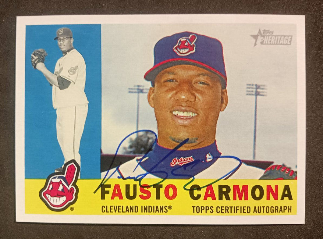 2009 Topps Heritage Clubhouse ROA-FC Blue Ink Signed Fausto Carmona NM