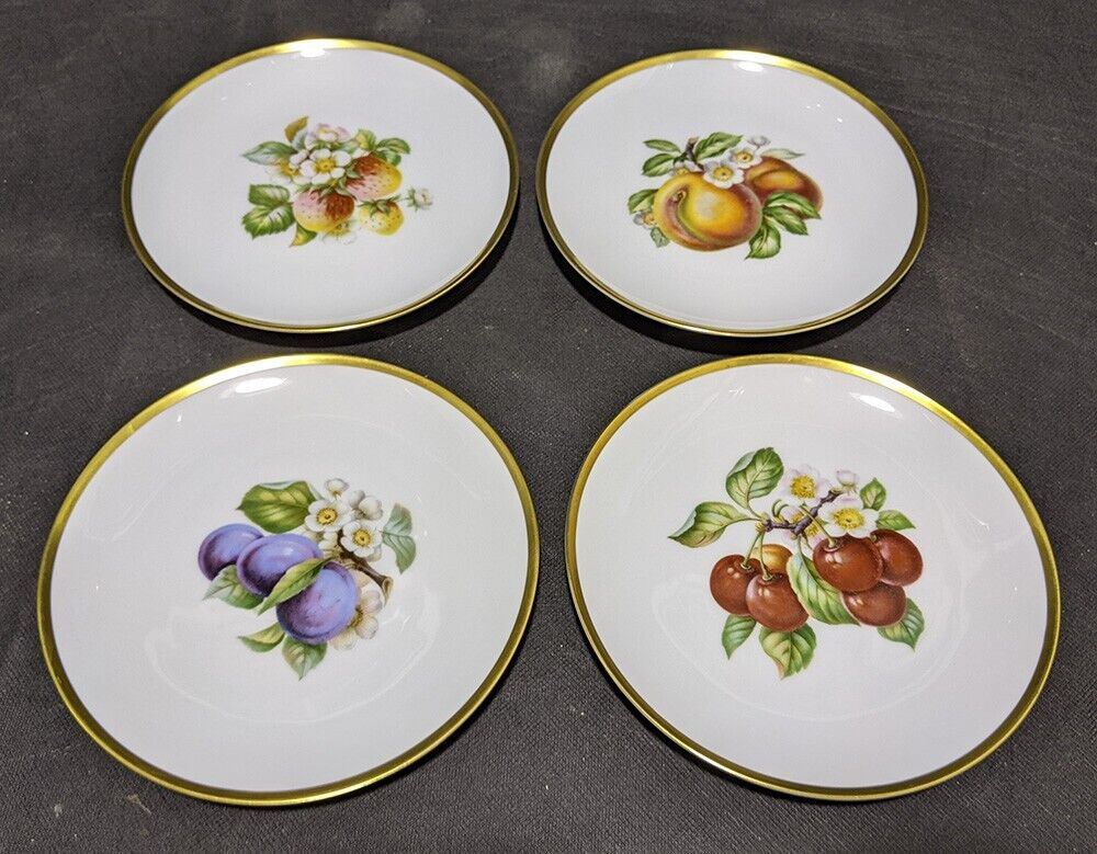 4 Ceramic Salad Plates - Fruit Detail  by Hutschenreuther - Germany - 8