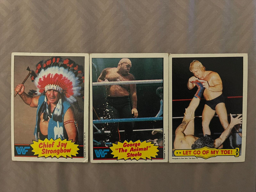 WWF Topps Cards 1985 #20 Strongbow, #21 Steele #22 Ringside