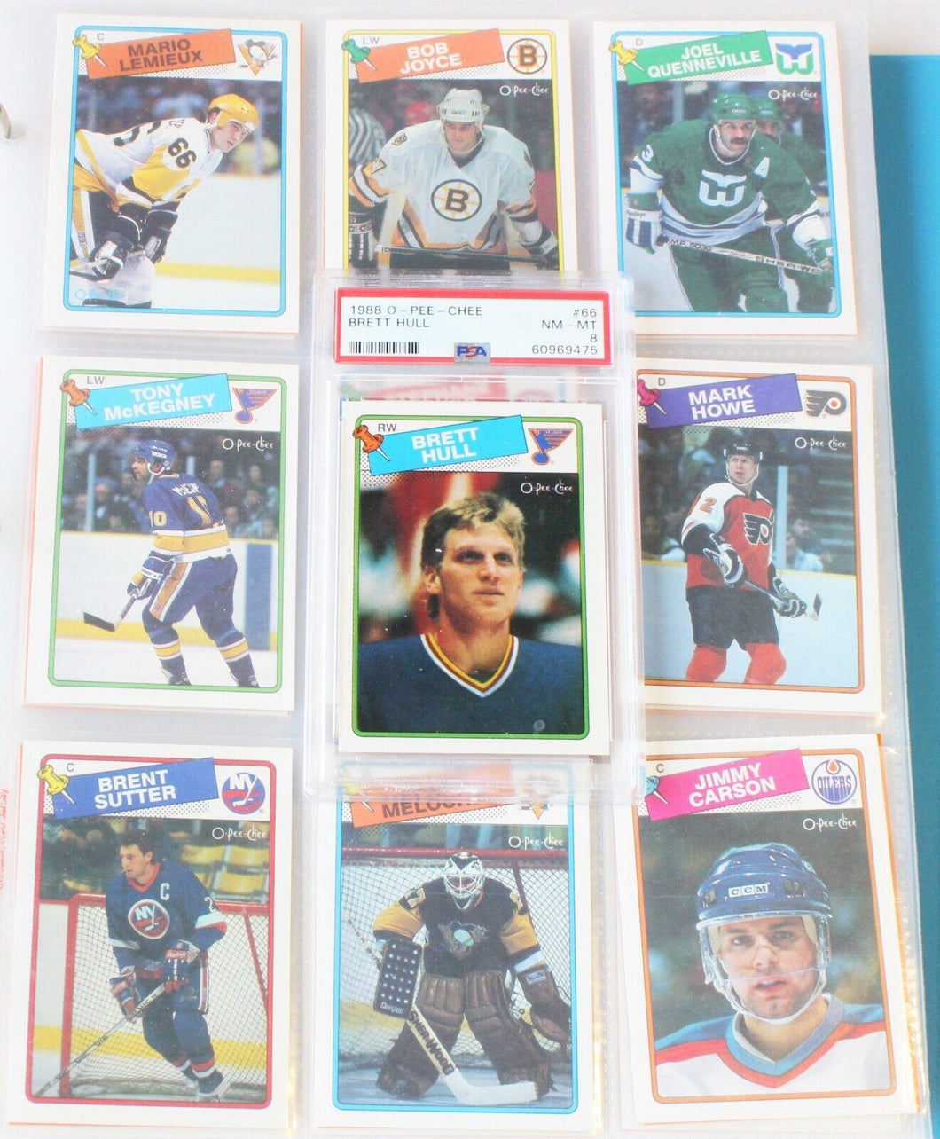 1988-89 O-Pee-Chee Hockey Card Set w/ PSA 8 Graded Brett Hull
