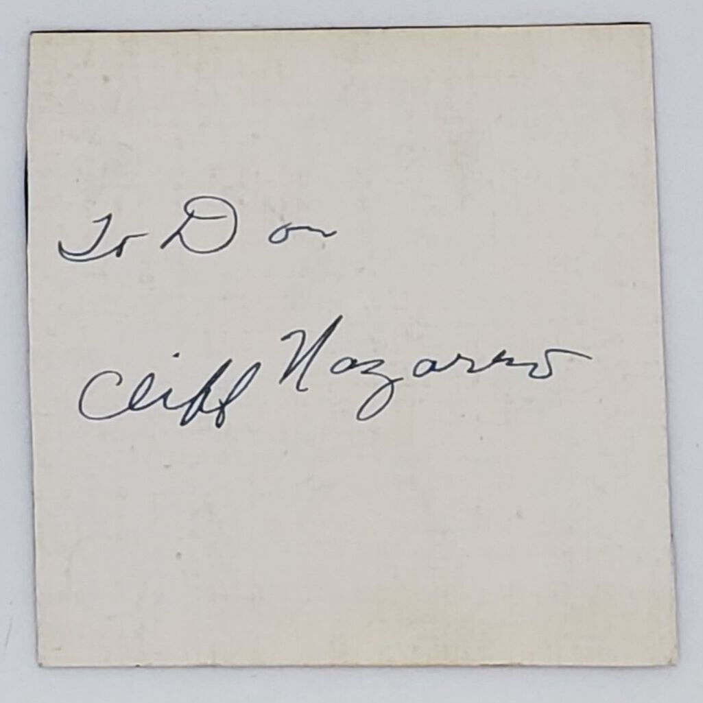 Hollywood Comedian Cliff Nazarro Autographed Note