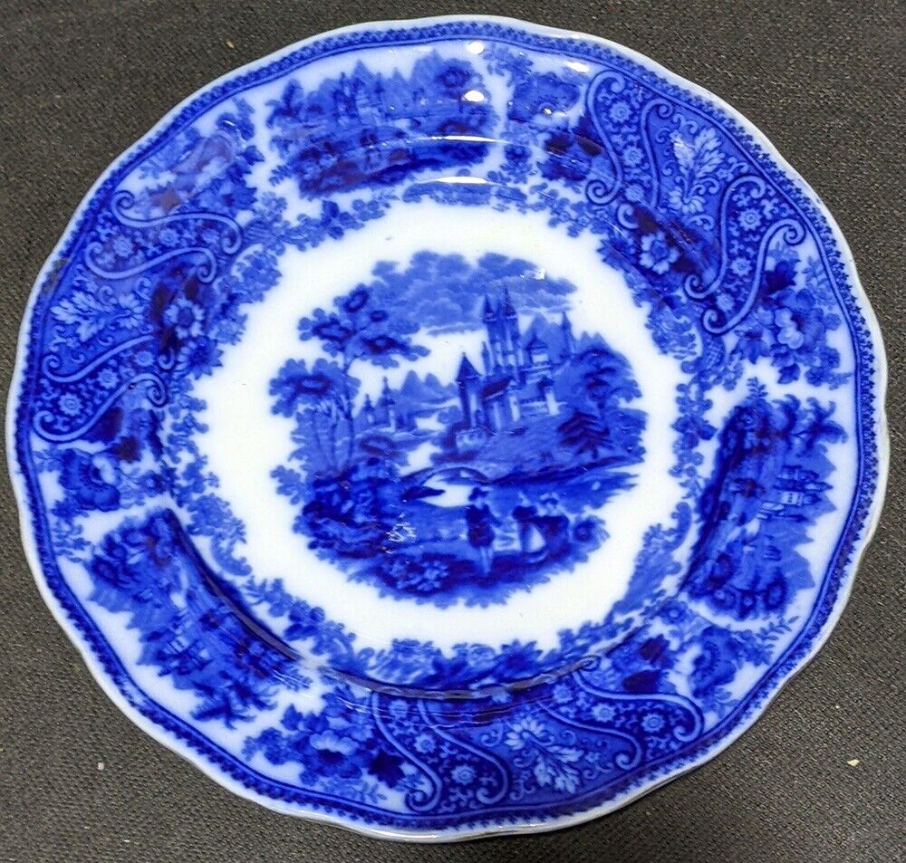 Vintage Burgess & Leigh Non Pareil Flow Blue Dinner Plate - circa 1880
