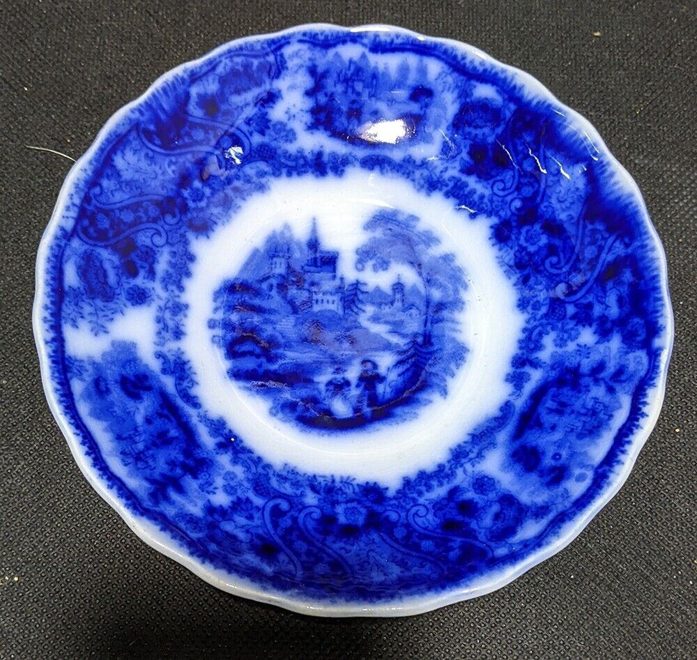 Vintage Burgess & Leigh Non Pareil Flow Blue Saucer - circa 1880