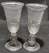 Load image into Gallery viewer, Pair of Vintage Pressed Glass Pedestal Wine / Water Goblets / Glasses - 8 1/4&quot;
