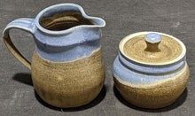 Load image into Gallery viewer, Beautiful Earth Tone Blue &amp; Brown Pottery Cream &amp; Sugar Set - As Is
