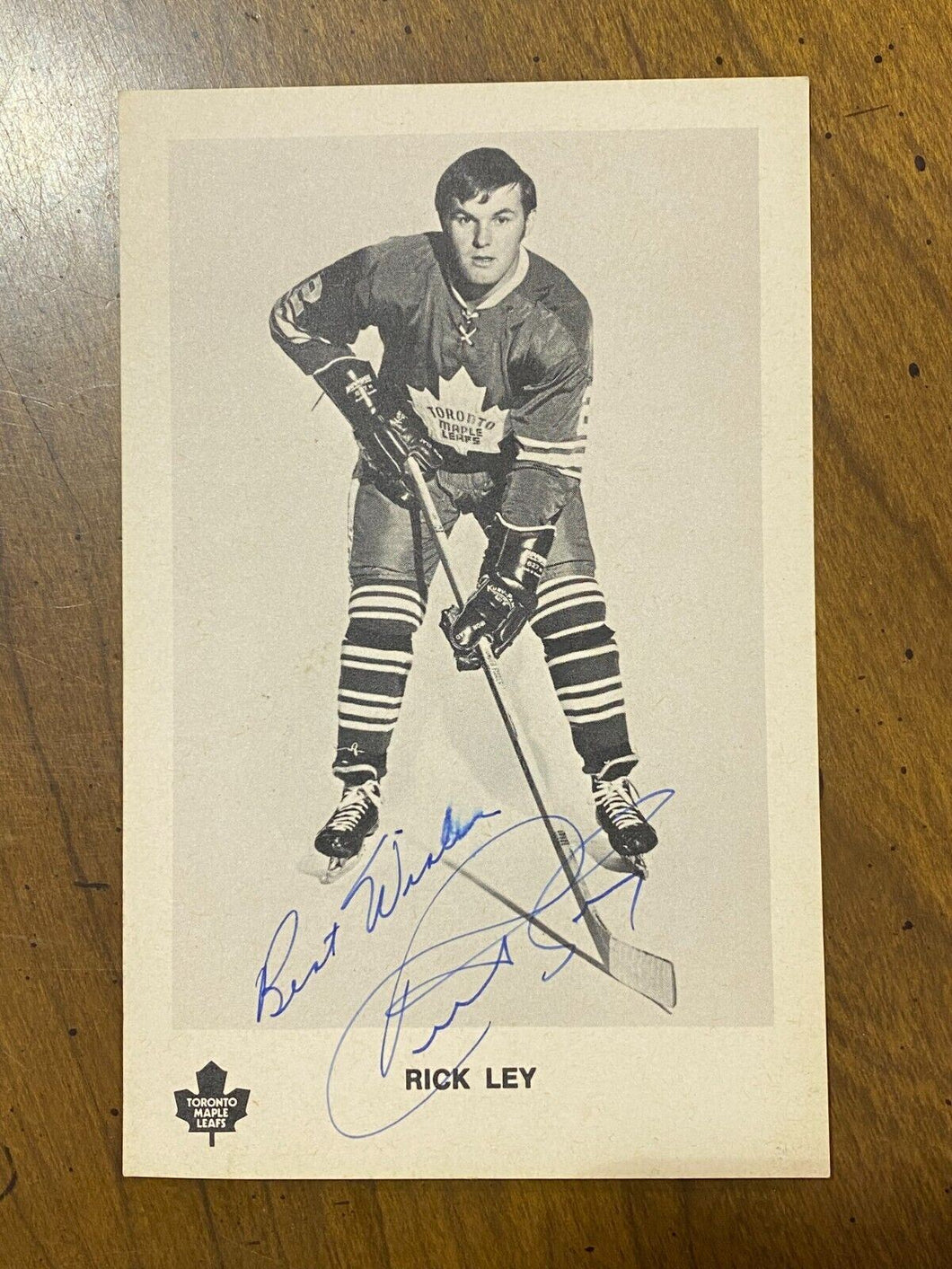 1960s Rick Ley Signed Maple Leafs Postcard