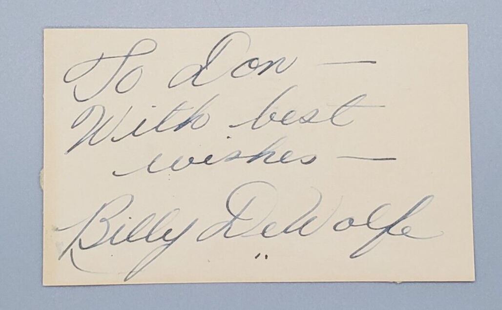 American Actor Billy de Wolfe Autograph Signed