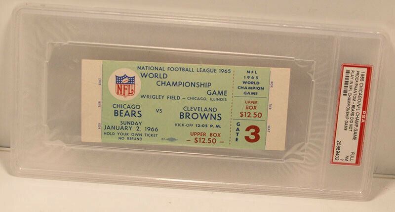 1965 NFL Championship Game Phantom Ticket - Chicago & Cleveland - PSA NM 7