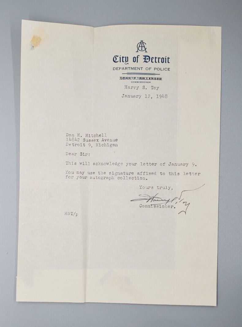 1948 Commissioner Harry S. Toy Autograph Signed