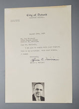 Load image into Gallery viewer, 1948 Former Mayor of Detroit Louis C. Miriani Autograph Signed

