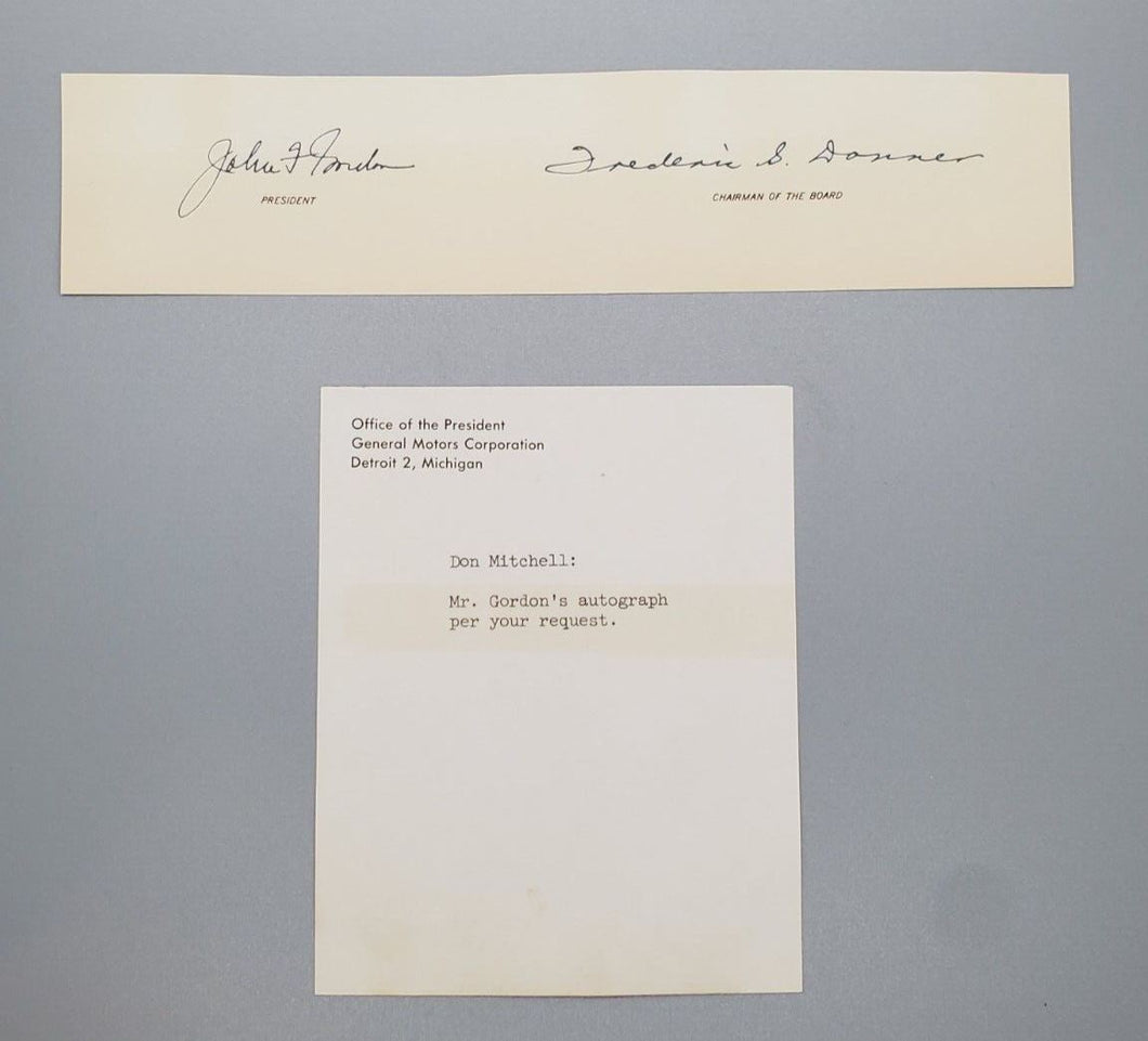 General Motors Corp. President John Gordon & Frederic G. Donner Autograph Signed