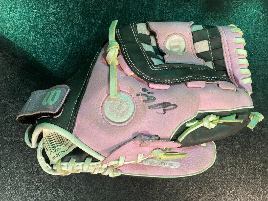 Edwin Encarnacion Pink Baseball Breast Cancer Gloves Signed