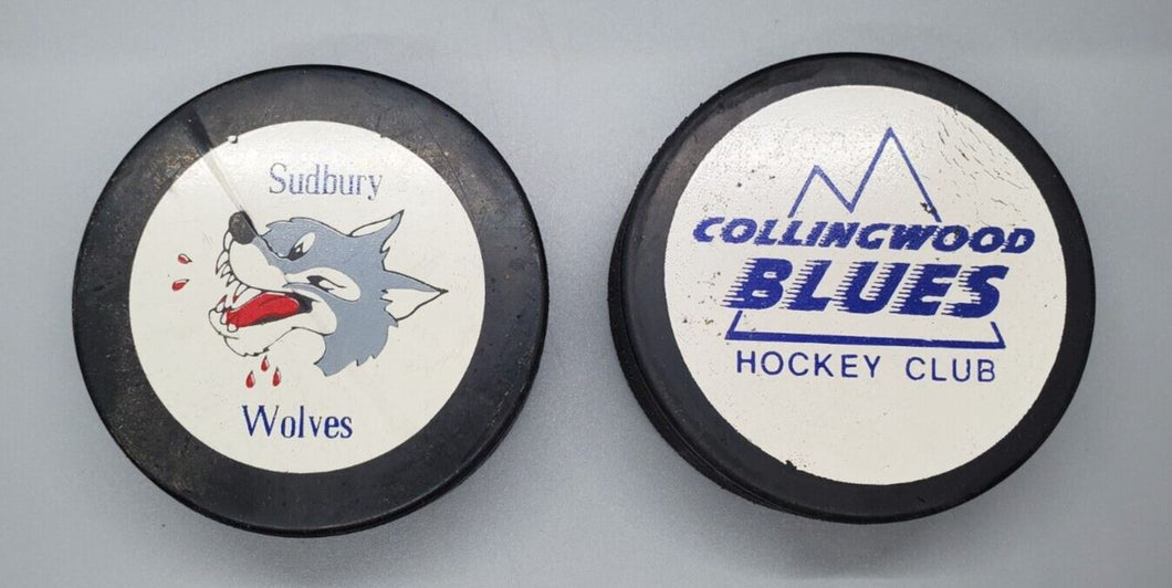 Hockey Pucks Lot - Sudbury Wolves & Collingwood Blues