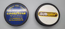 Load image into Gallery viewer, Hockey Pucks Lot - Sudbury Wolves &amp; Collingwood Blues
