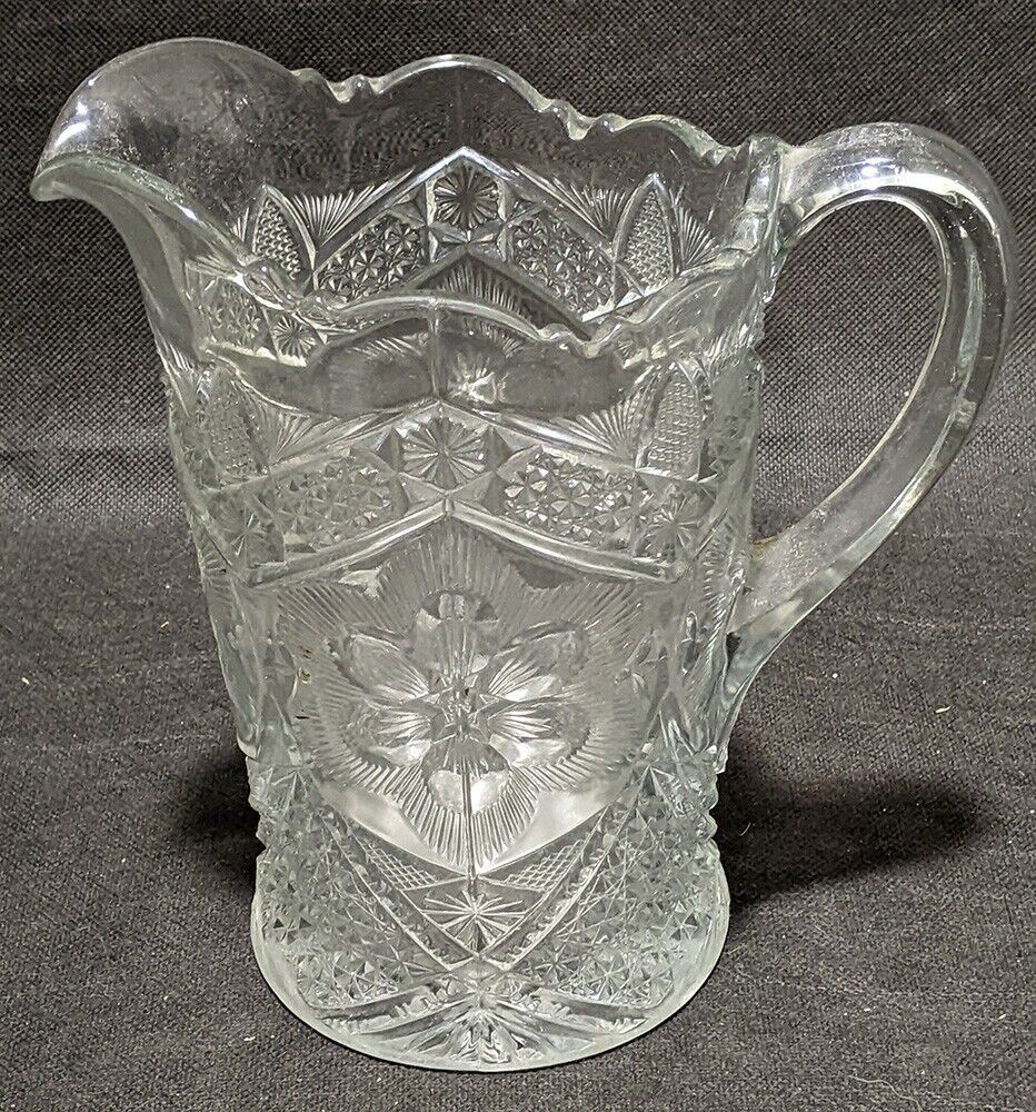 Vintage Pressed Glass Water Pitcher / Ewer