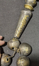 Load image into Gallery viewer, Large Silver Tone &amp; Gold Tone Beaded Piece With Dangle Bottom
