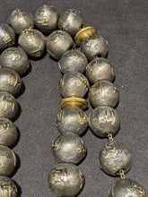 Load image into Gallery viewer, Large Silver Tone &amp; Gold Tone Beaded Piece With Dangle Bottom
