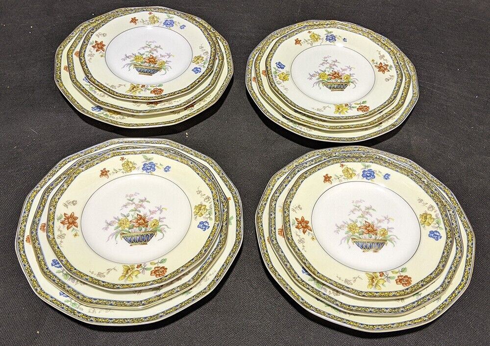 3 Pc. Plate Set for 4 of LIMOGES / HAVILAND Bone China -- Coromandel