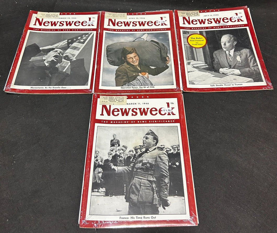 1946 Vintage Newsweek lot of 4 Magazine, NM Condition