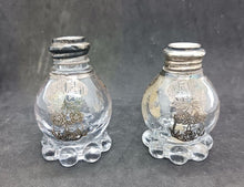 Load image into Gallery viewer, Crystal Glass Salt &amp; Pepper Shakers STERLING TOPS w/ Candlewick Pattern Set
