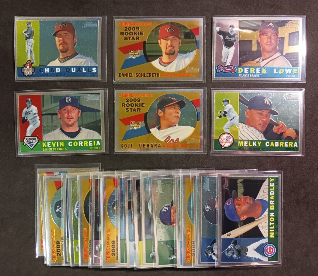2009 Topps Heritage Chrome Holo Baseball Cards Lot of 25
