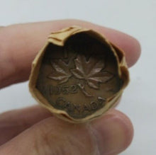 Load image into Gallery viewer, 1952 Canadian Pennies (50 coins per roll) 1 Roll Lot P
