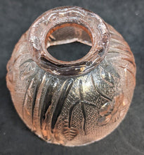 Load image into Gallery viewer, 2 Vintage Pink Pressed Glass Fairy Lamp / Floral Tealight Holder
