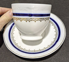 Load image into Gallery viewer, Set of 4 Romania Made Cups &amp; Saucers - Cobalt Blue &amp; Gold Detail
