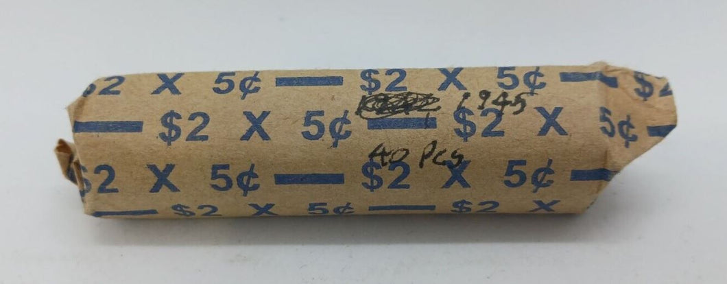 1945 Canadian Nickel Roll (Canada 5 cent) (40 coins per roll) A