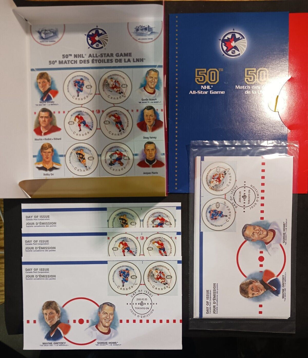 2000, 50th NHL ALL-STAR GAME PLAYER STAMP SET / CANADA POST Lot of 4