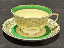 Load image into Gallery viewer, Vintage Johnson Bros Pareek Yellow &amp; Green Teacup &amp; Saucer Set
