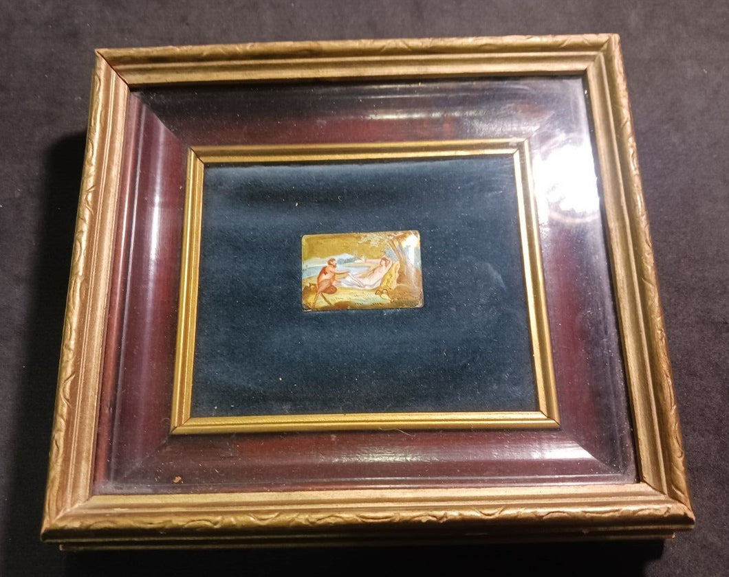 Hand Painted Miniature Painting Artwork on like Porcelain Framed B