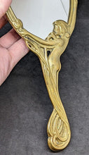 Load image into Gallery viewer, Early 1900&#39;s France Art Nouveau Brass Hand Mirror
