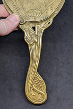 Load image into Gallery viewer, Early 1900&#39;s France Art Nouveau Brass Hand Mirror
