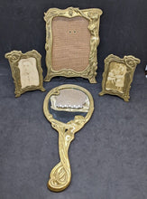 Load image into Gallery viewer, Early 1900&#39;s France Art Nouveau Brass Hand Mirror
