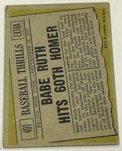 Load image into Gallery viewer, 1961 Topps Babe Ruth hits 60th Homer #401, VG-EX
