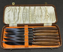 Load image into Gallery viewer, Cutlass Leppington Sheffield England Mid Century Modern Steak Knife Set w/ Case
