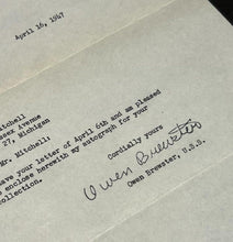 Load image into Gallery viewer, April 16 1947 Signed / Autograph Of Owen Brewster Senator of Maine, EX
