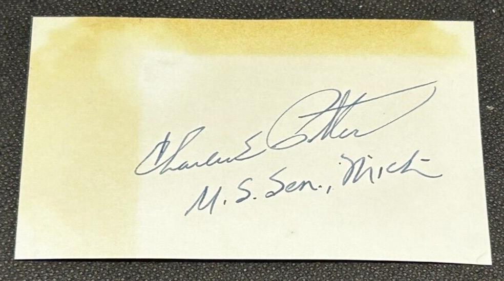 Signed Autograph Card of Charles E. Potter Senator of Michigan, EX