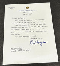 Load image into Gallery viewer, May 14th 1968 Signed Autograph Letter of Carl Hayden Senator of Arizona, EX
