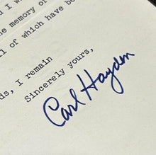 Load image into Gallery viewer, May 14th 1968 Signed Autograph Letter of Carl Hayden Senator of Arizona, EX
