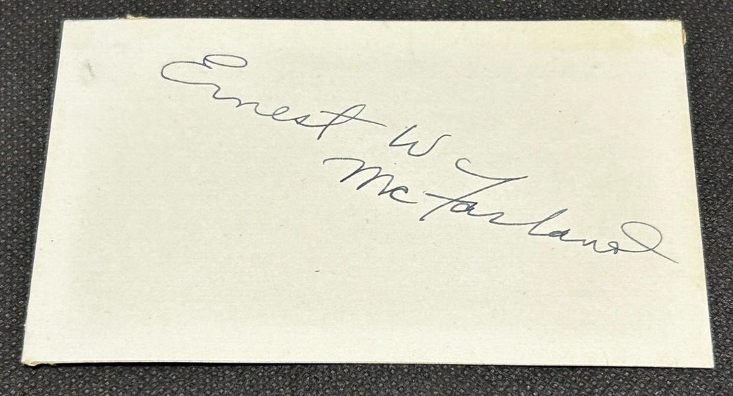 Signed Autograph Card of Ernest William McFarland Senator of Arizona, EX