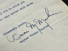 Load image into Gallery viewer, April 16th 1947 Autograph Letter of Brien Mcmahon Senator of Connecticut, EX

