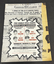 Load image into Gallery viewer, 1968 Maple Leaf Gardens Boxing Program, G+, Joe Frazier
