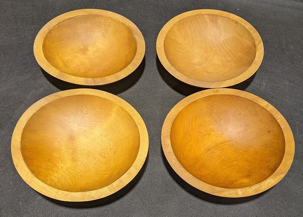 4 x Individual Wooden Salad Bowls By Baribo-Maid, Canada