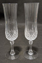 Load image into Gallery viewer, 4 Longchamp Pattern Crystal Fluted Champagne Glasses
